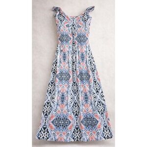 Tart Womens Maxi Dress Size L Sleeveless Boho Geometric Tie Shoulder Casual